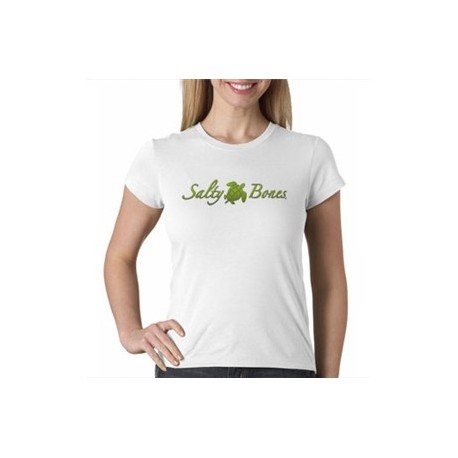 Salty Sea Turtle Ladies T-Shirt Stylized Salty Bones logo and sea turtle ladies form-fitting tee